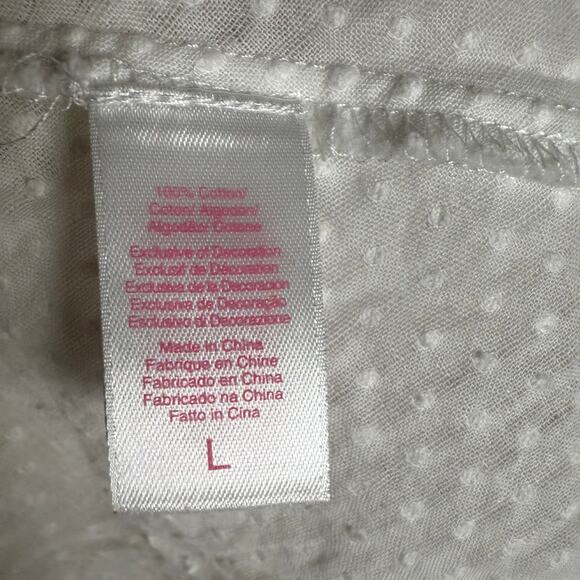 Oscar de la Renta Pink Label White Cotton V-Neck Eyelet Slip Pajama Dress Size L - Picture 8 of 8